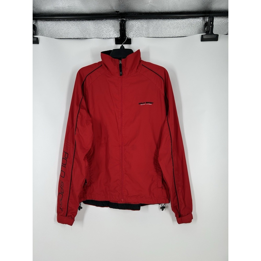 Polo Sport Ralph Lauren Vintage Windbreaker Full Zip Up Jacket‎ Red Mens Medium